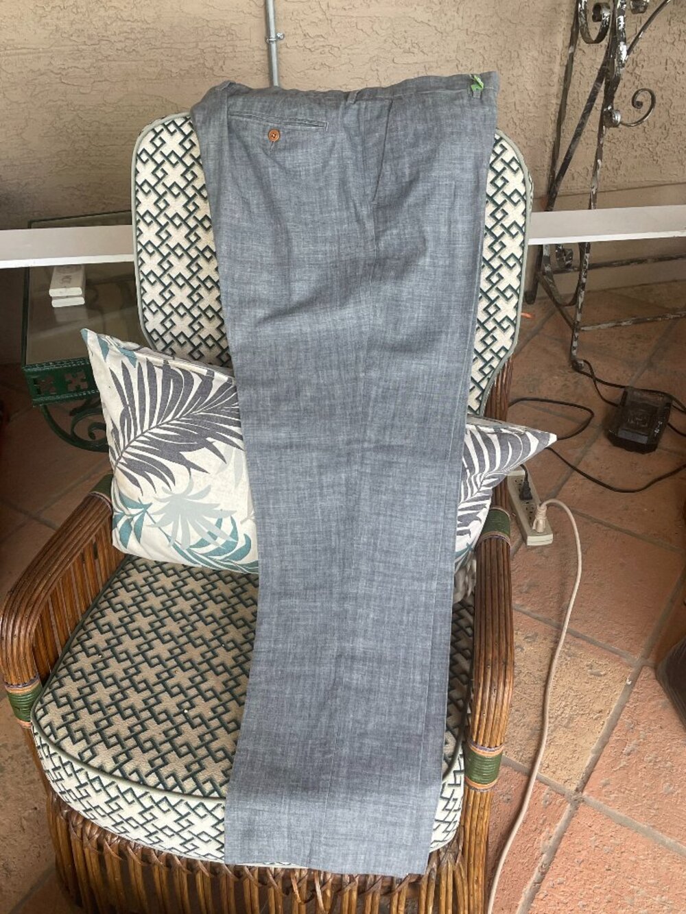 J.CREW Bowery Slim Fit Cotton Pants Mens Gray Blue Flat Front - 36x32